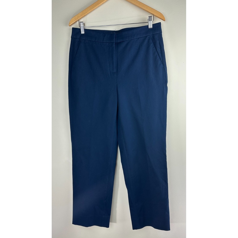 J.Crew Kate Straight-Leg Pant Navy Bi-Stretch Cotton Blend BF401 Womens Size 10 - Picture 2 of 9